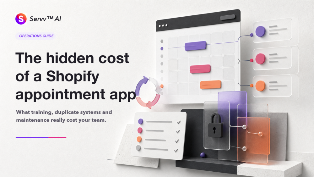 ServvAI editorial illustration of the hidden operational costs behind a Shopify appointment app